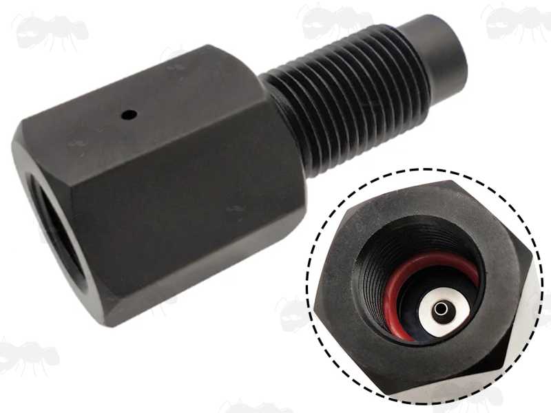 88g Co2 Capsule to M16x1.5mm Thread Adapters for AirSource Airguns, Internal and External Thread Views