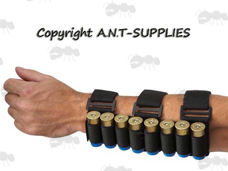 Black Buttstock Fitting 8 Loop Elasticated Shotgun Shell Holders for Buttstock or Forearm Fitting