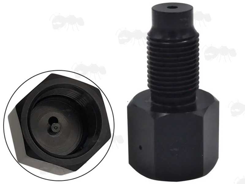 Paintball Co2 Tank to M16x1.5mm Thread Adapter for AirSource Airguns, with Internal View