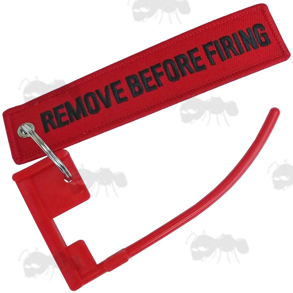 Red Plastic Safety Flag Fitted with Embroidered Safety Message Text Keychain Flag