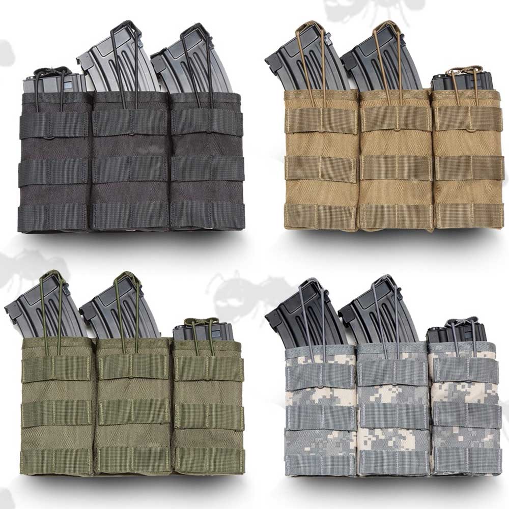 Black, Green, Tan and Urban Camouflage Canvas Universal Fast Access Double Magazine MOLLE Pouches