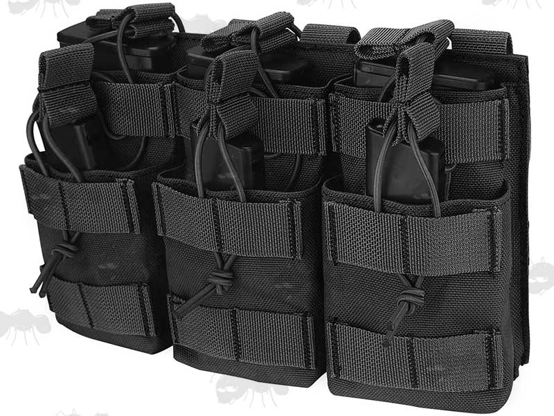 Black Canvas Triple Magazine MOLLE Pouch with Magazines