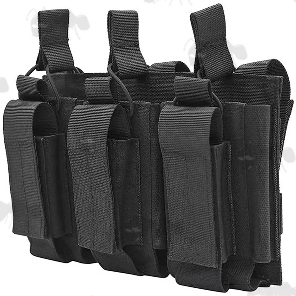 Black Canvas Universal Fast Access Triple Magazine MOLLE Pouch for Pistol and Rifle Mags
