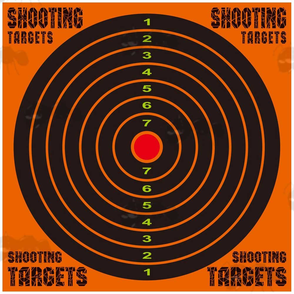 Square Self Adhesive Reactive Orange and Black Paper Shooting Targets with Full Circle Bullseye