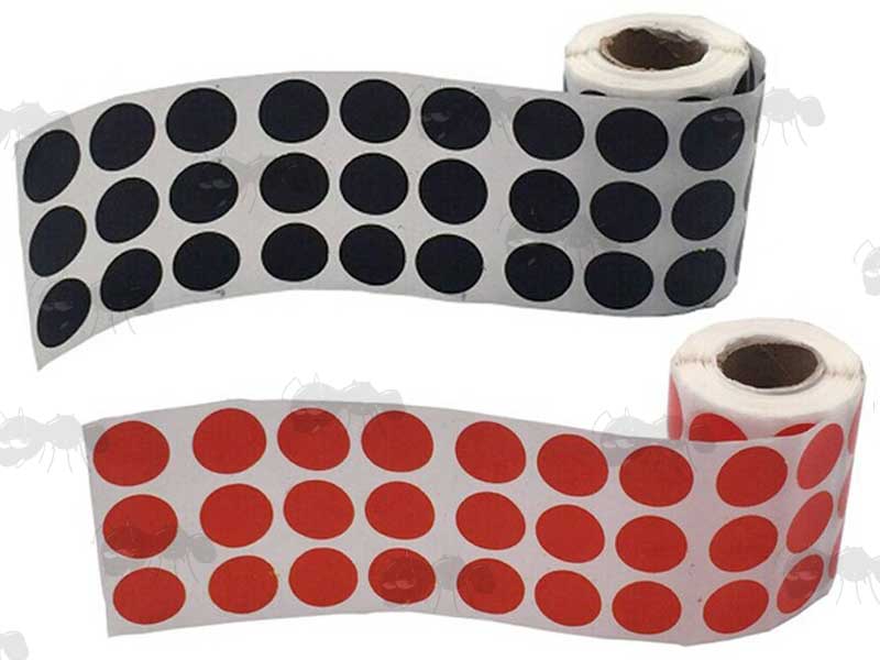 Rolls of Black and Red 900 x 2cm Circular Self Adhesive Reactive Paper Shooting Target Repair Cover Up Patches