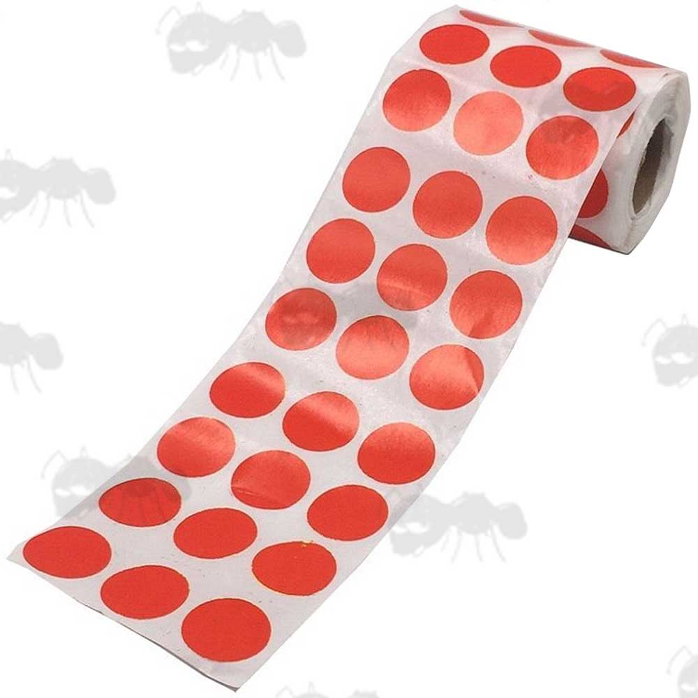 Roll of Red 900 x 2cm Circular Self Adhesive Reactive Paper Shooting Target Repair Cover Up Patches