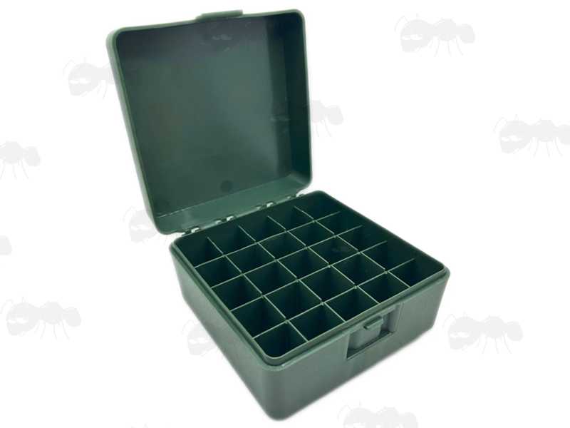 Green Plastic Shotgun Cartridge Box for 25 x 12g Shells