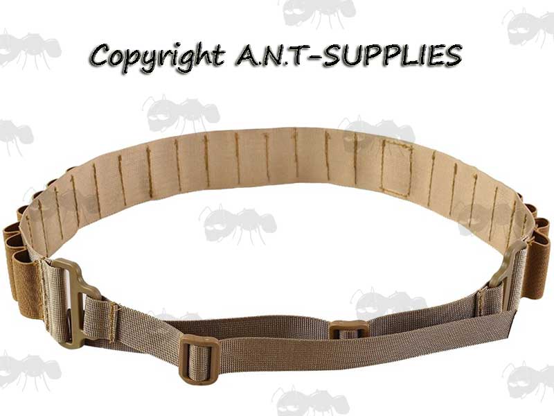 inner View of The Tan Shotgun Belt With 25 Loops for 12 and 20 Gauge Cartridges