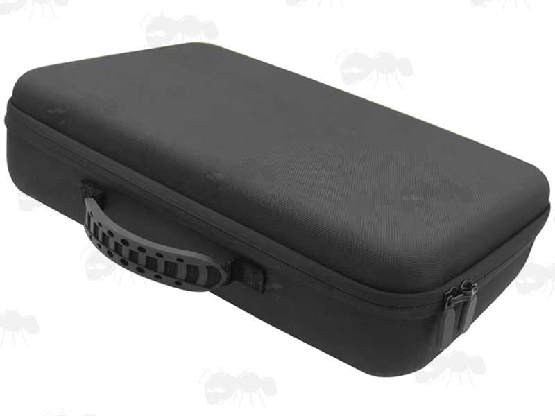 Closed View of The Black Canvas Gun Ammo Case with Foam Insert Tray for Eighty-Four 10/12/16 Gauge Shotgun Cartridges