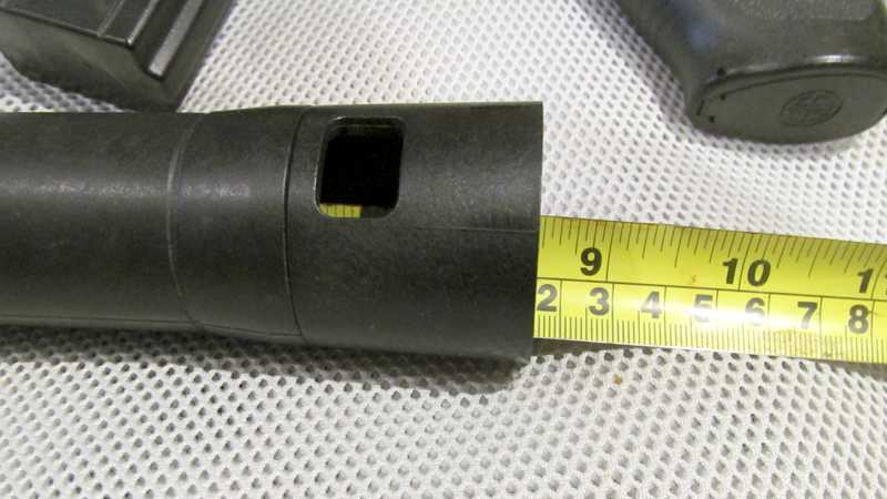 The hollow Buttstock of The Sig Sauer MCX Air Rifle, with Approximately a 215mm Depth