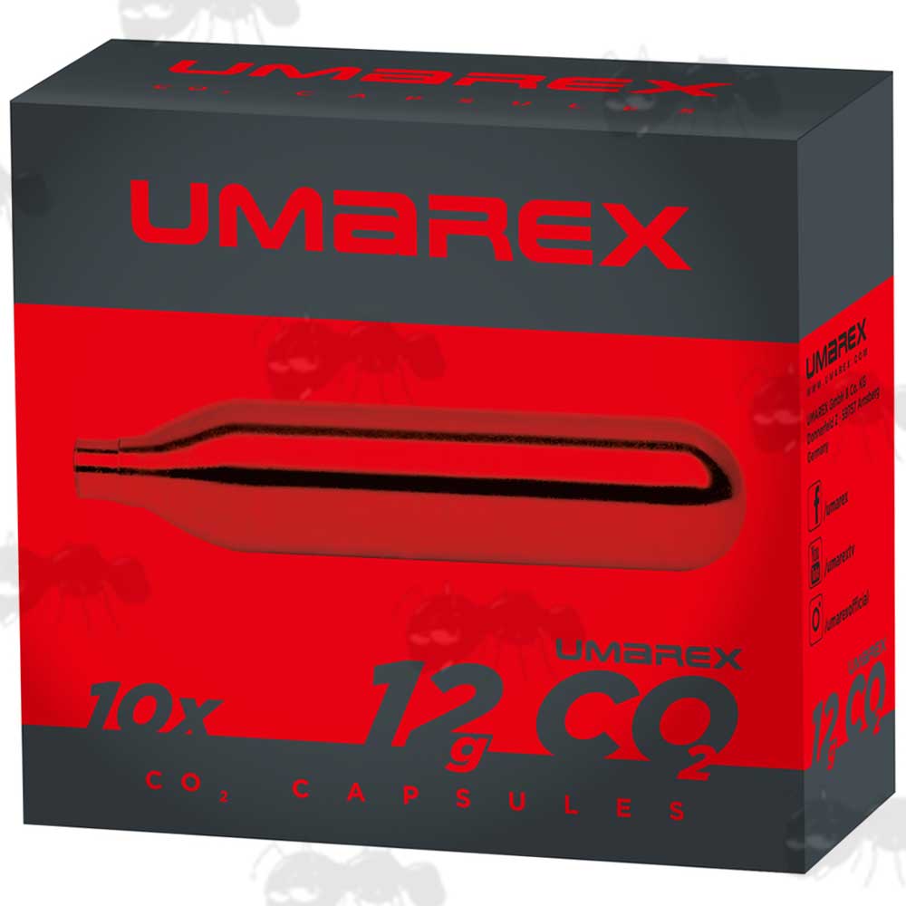 Ten Umarex 12g Co2 Gas Capsules In Retail Box Packaging