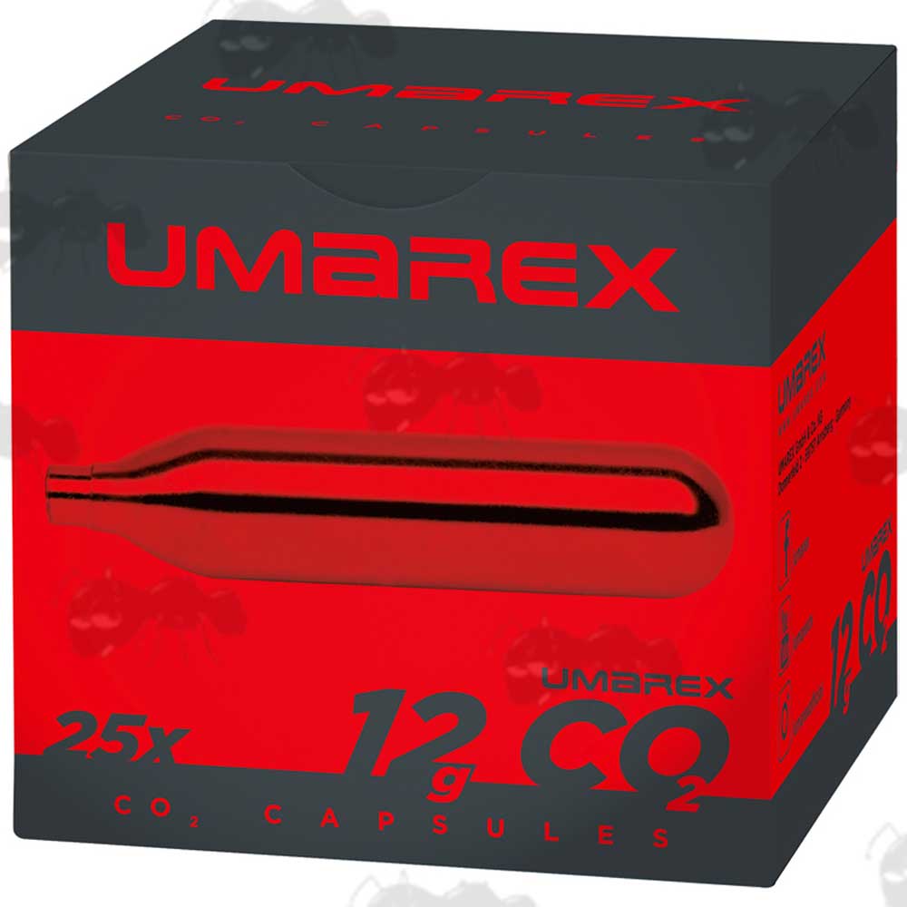 Twenty-Five Umarex 12g Co2 Gas Capsules In Retail Box Packaging