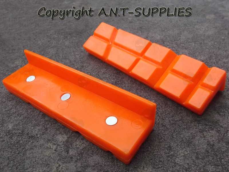 Pair of Orange 4 inch Long Soft Jaw Plates with Magnets for Gunsmiths Workbench Vice