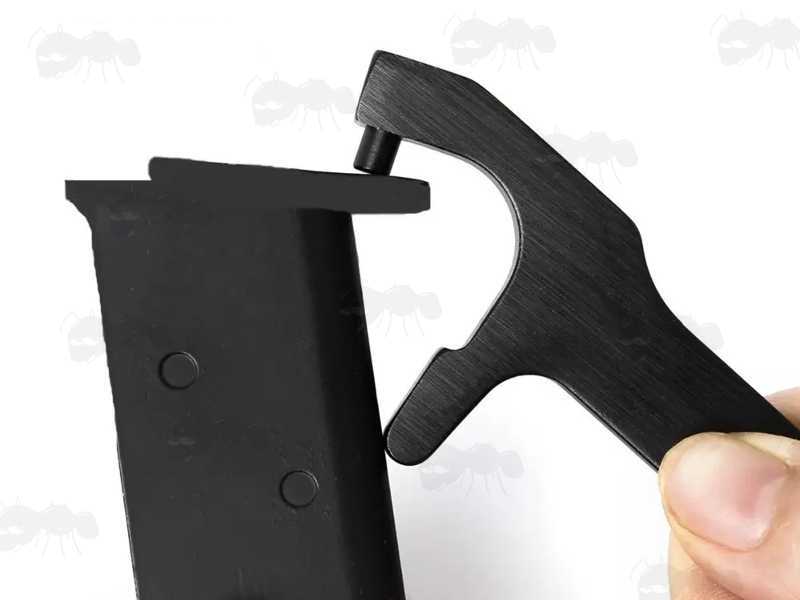 Glock Tool for Magazine Opening, Shown In Use on Mag