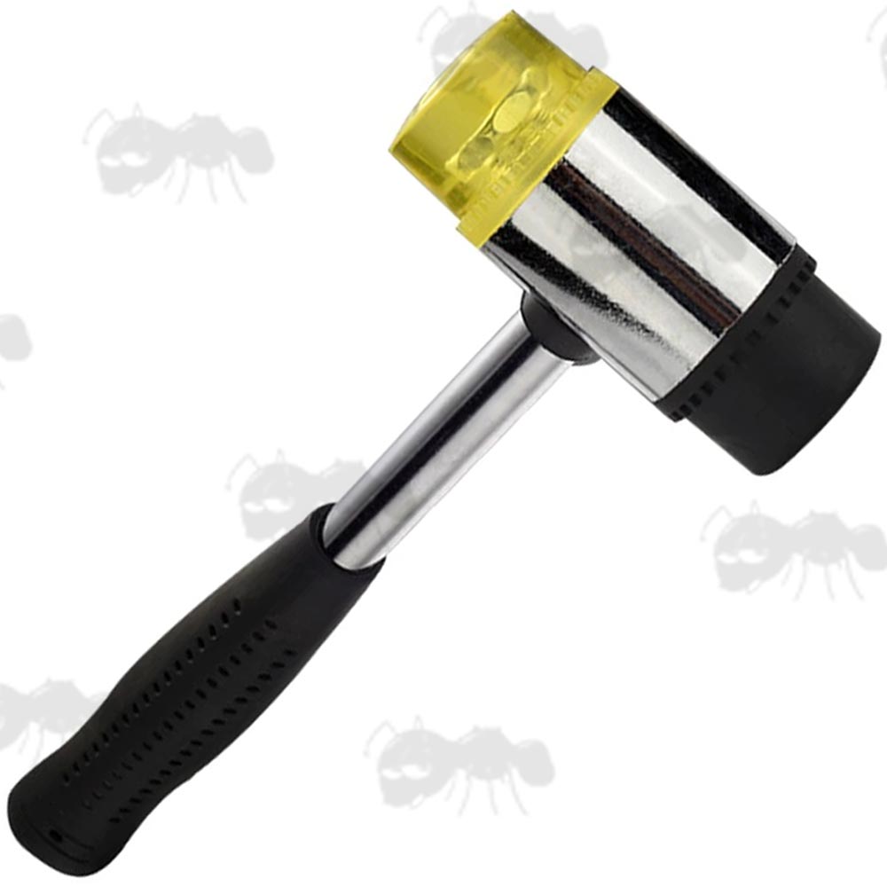 25mm Diameter Dual Face Gunsmith Hammer With Black Rubber and Yellow Silicone Heads