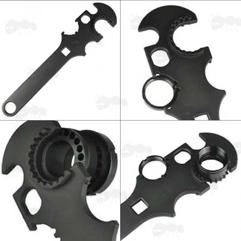 Powder Coated Round Head Steel Gunsmith AR-15 Combo Wrench Rifle Buttstock / Delta Ring Wrench Kappa, Shown in Use
