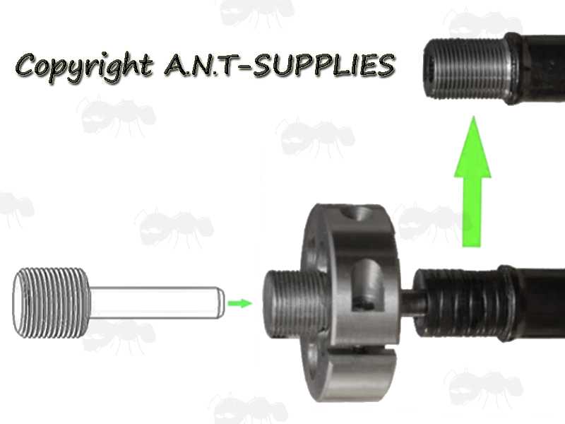 Muzzle Threading Die Starter Alignment Guide Tool Shown In Use