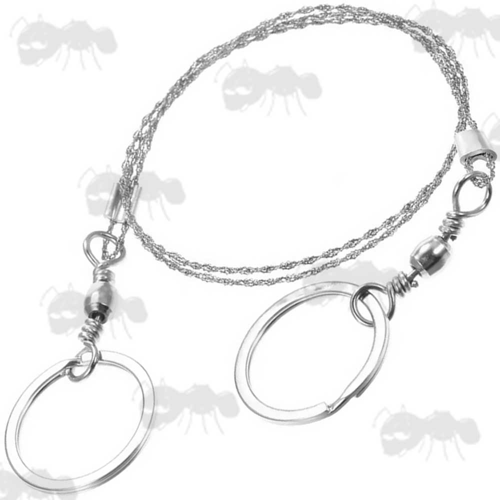 Stainless Steel Wire Saw with Swivel Fitted Flat Split Keyrings