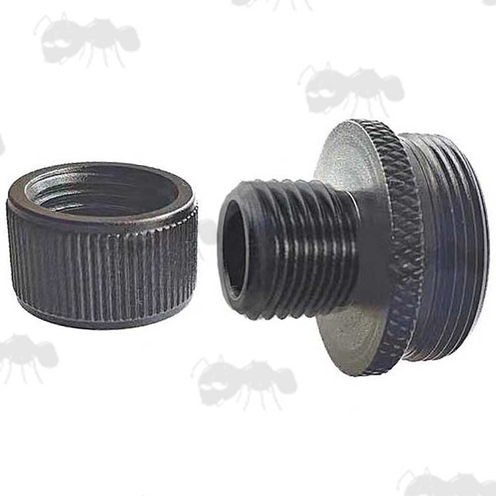 Black Anodised Alloy M22x1 To 1/2x20 TPI Threaded Muzzle Adapter