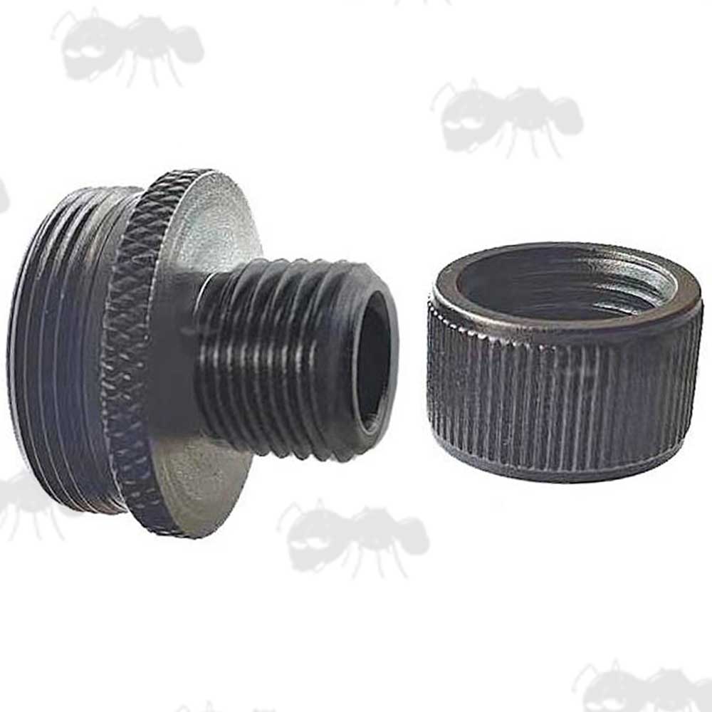 Black Anodised Alloy M22x1 To 1/2x28 TPI Threaded Muzzle Adapter