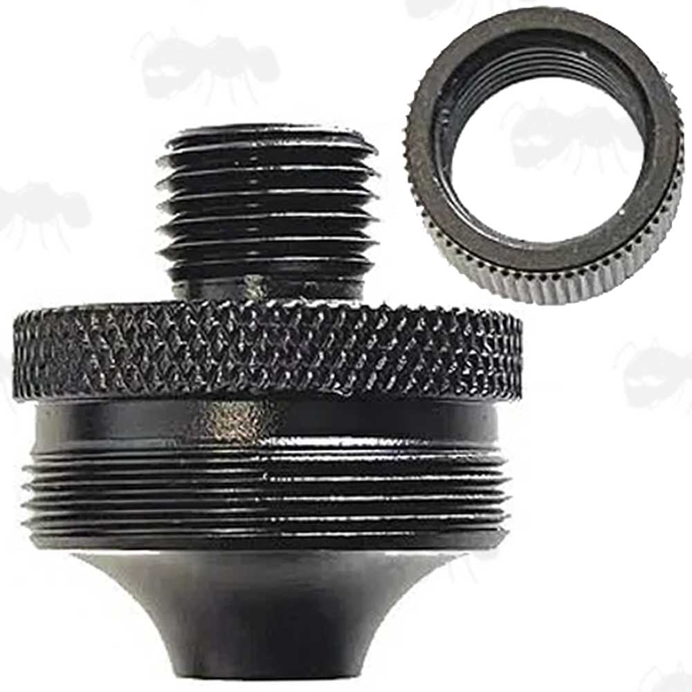 Black Anodised Alloy M27x1 To 1/2x20 TPI Threaded Muzzle Adapter