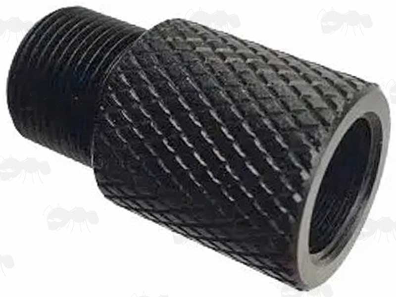 Black Anodised Alloy M14x1 Left Hand Thread To 1/2x28 TPI Threaded Muzzle Adapter