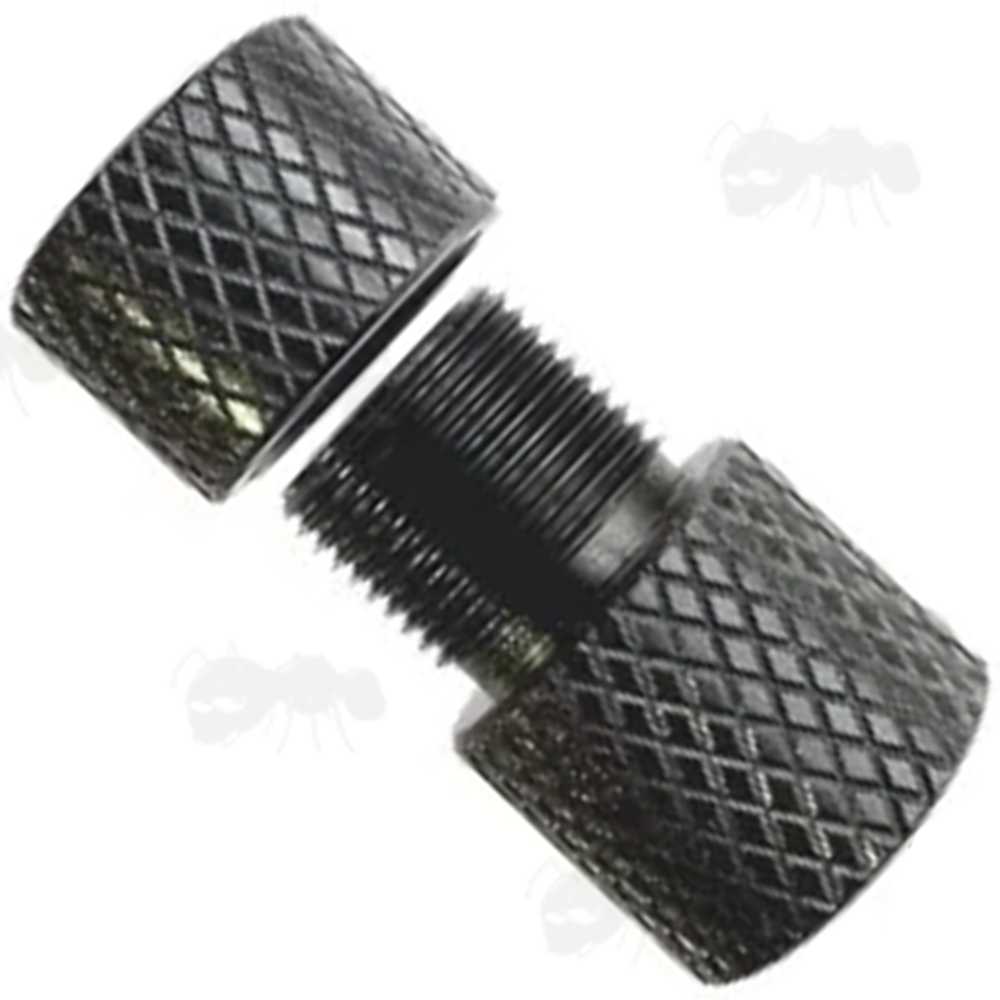 Black Anodised Alloy M14x1 Right Hand Thread To M14x1 Left Hand Thread Muzzle Adapter with Thread Guard