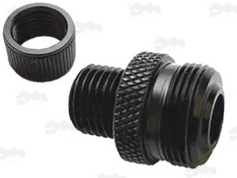 Black Anodised Alloy 11/16-24 Threaded Muzzle Silencer Adapter with Thread Guard