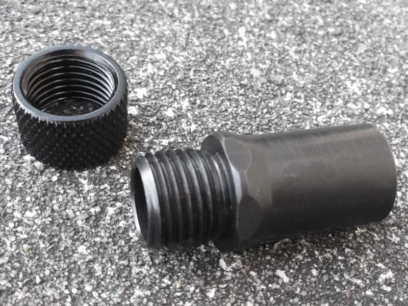 M9 x .75 to 1/2-20 American Thread Silencer Adapter with Thread Guard Removed
