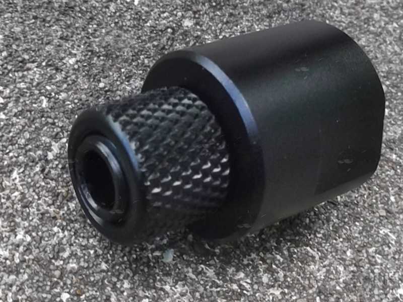 1/2x20 TPI Rifle Barrel Silencer Thread Adapter for 18mm Barrel Diameter, with Thread Guard Fitted