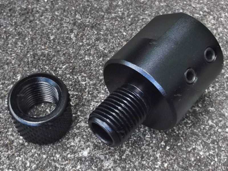 1/2x20 TPI Rifle Barrel Silencer Thread Adapter for 18mm Barrel Diameter, with Thread Guard Removed