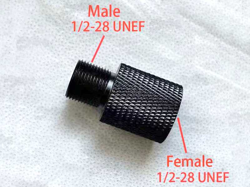 Black 1/2x28 UNEF Threaded Muzzle Extension