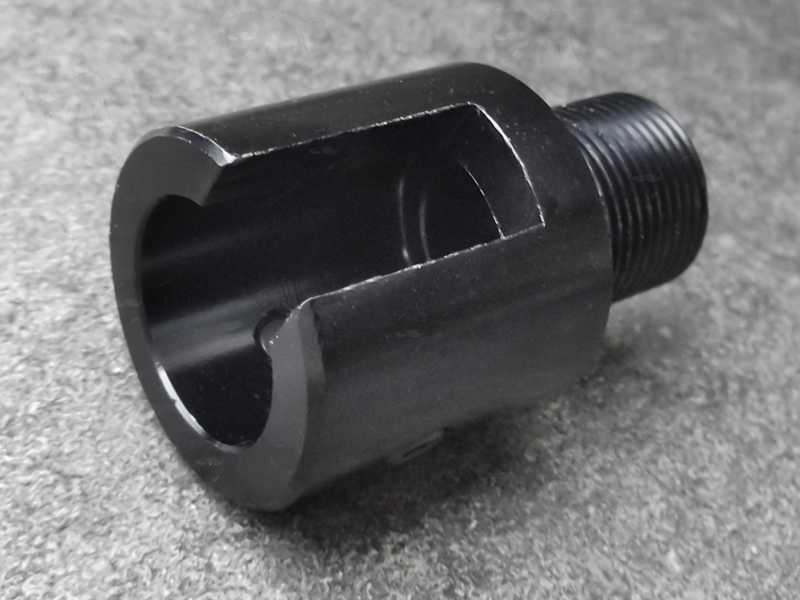 Barrel Fitting End View of The Slip-On Adapter for Ruger 10/22 Rifles to Accept 5/8x28 American Thread Silencers