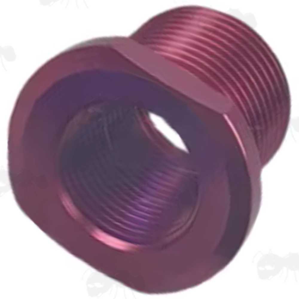Aluminium 1/2x28 TPI To 5/8x24 TPI Threaded Muzzle Adapter with Purple Anodised Finish