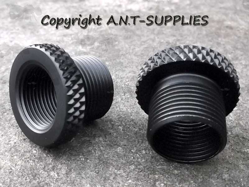 Internal and External Thread View of The M14x1 Thread to 5/8x24 Rifle Silencer Adapter