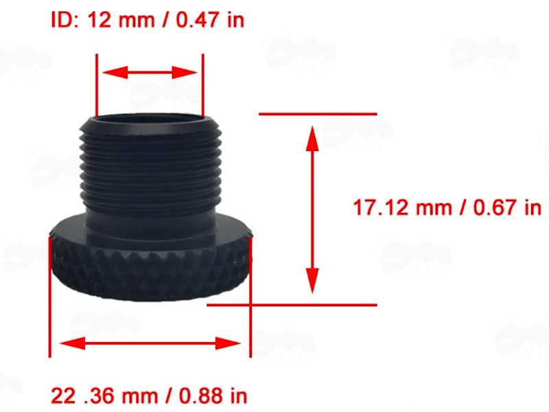 Dimensions Shown of The M14 Thread to 5/8x24 Rifle Silencer Adapter
