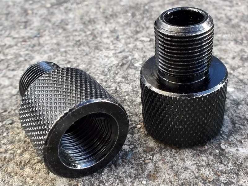 Black Steel 1/2x20 TPI - 1/2x28 TPI Threaded Muzzle Adapter