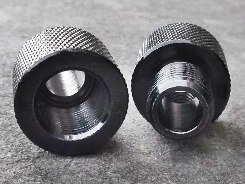 Black Steel 1/2x28 TPI - 1/2x20 TPI Threaded Muzzle Adapter