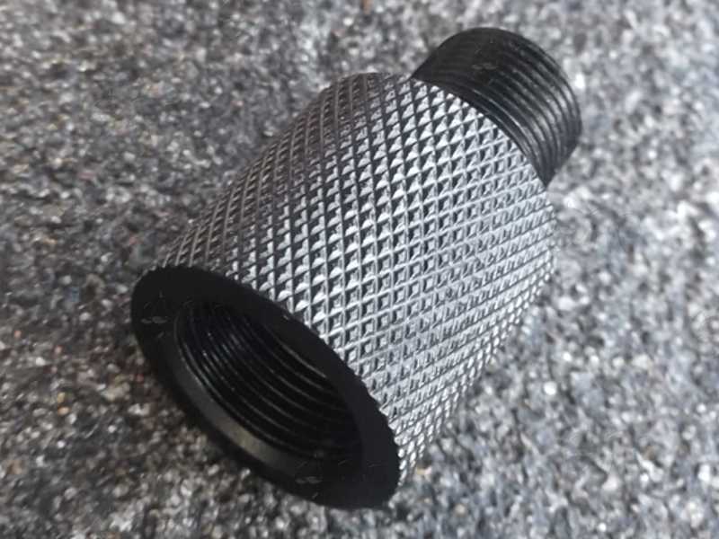 Black Anodised Alloy M14x1 Left Hand Thread To 1/2x28 TPI Threaded Muzzle Adapter