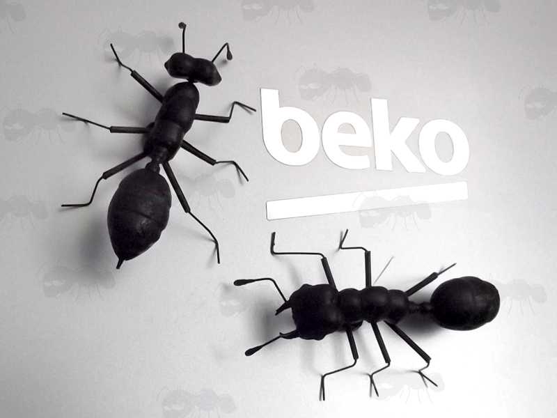 Two Black Ant Fridge with Mandibles Fridge Magnets Shown Stuck to a Beko Fridge Door