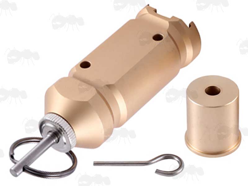 Tan Coloured Mini Metal Trip Wire Blank Firing Alarm Mine with Pin and Primer Adapter