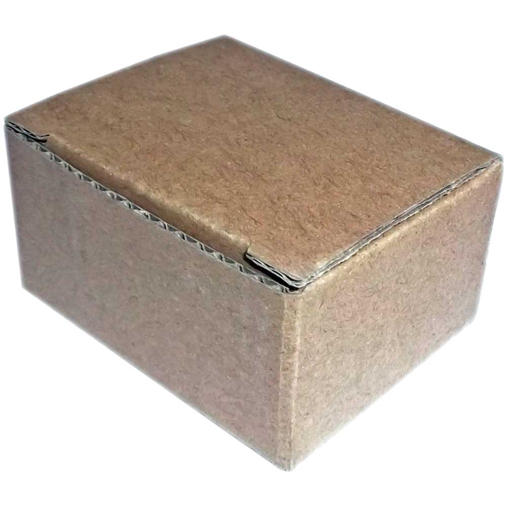 Pre-Assembled Mini Brown Cardboard Box Integral Lid and Internal Space of 66mm x 52mm x 31mm