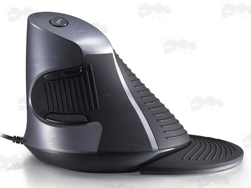 Left Side View of The Wired Vertical Grip Optical Computer Mouse with Optional Wrist Support