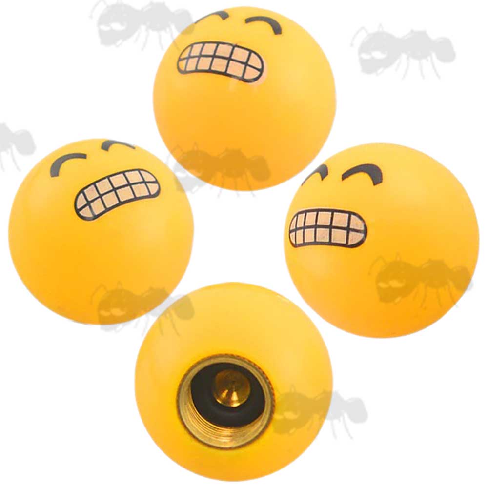 Set of Four Grimace Face Emoji Tyre Valve Dust Covers