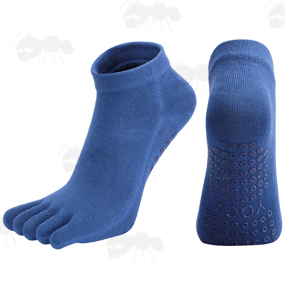 Pair of Royal Blue Yoga Non-Slip Toe Socks