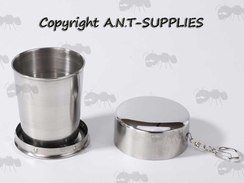 Collapsible Stainless Steel Cup Keychain with Lid Removed