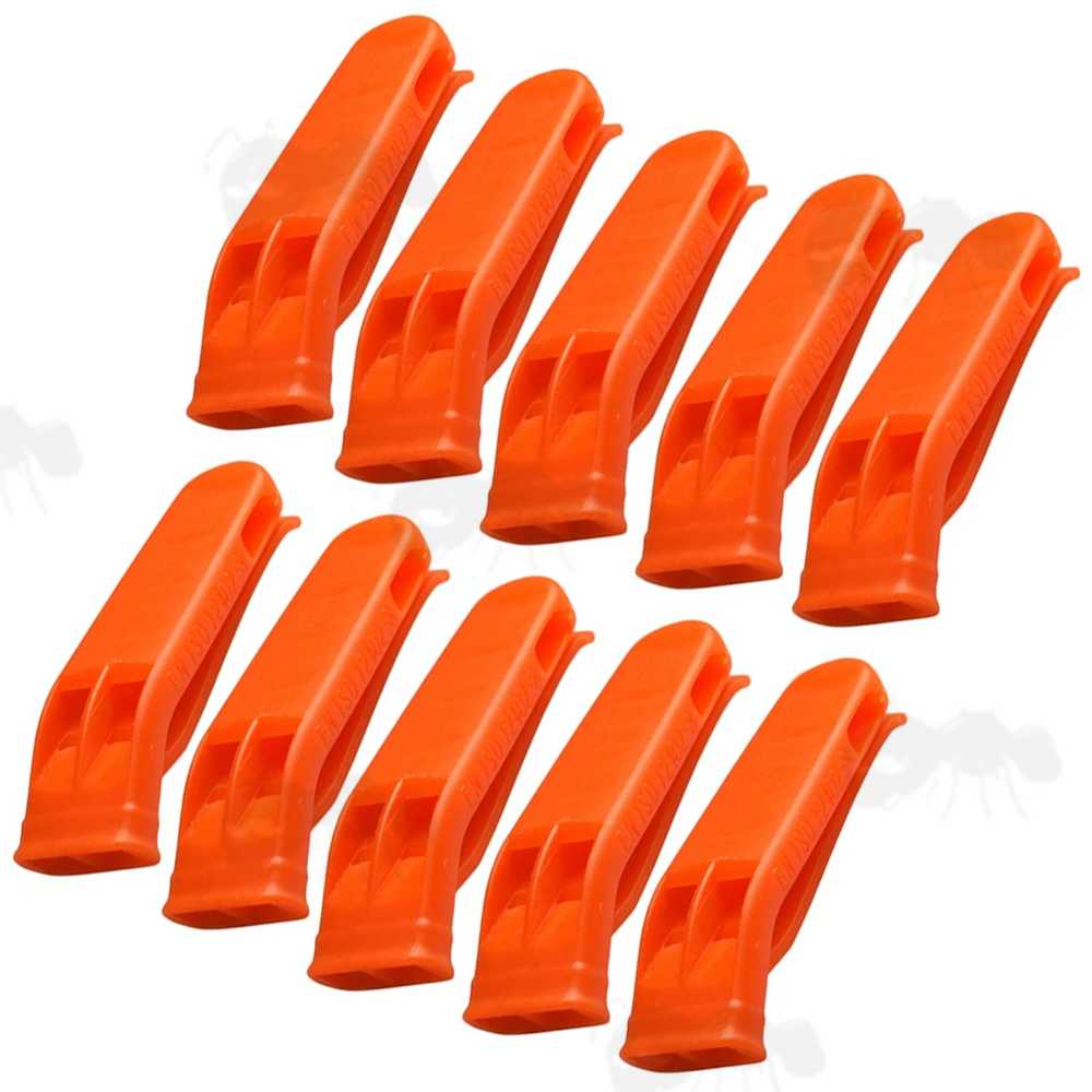 Pack of Teen Double Frequency Orange Colour Signal Whistles