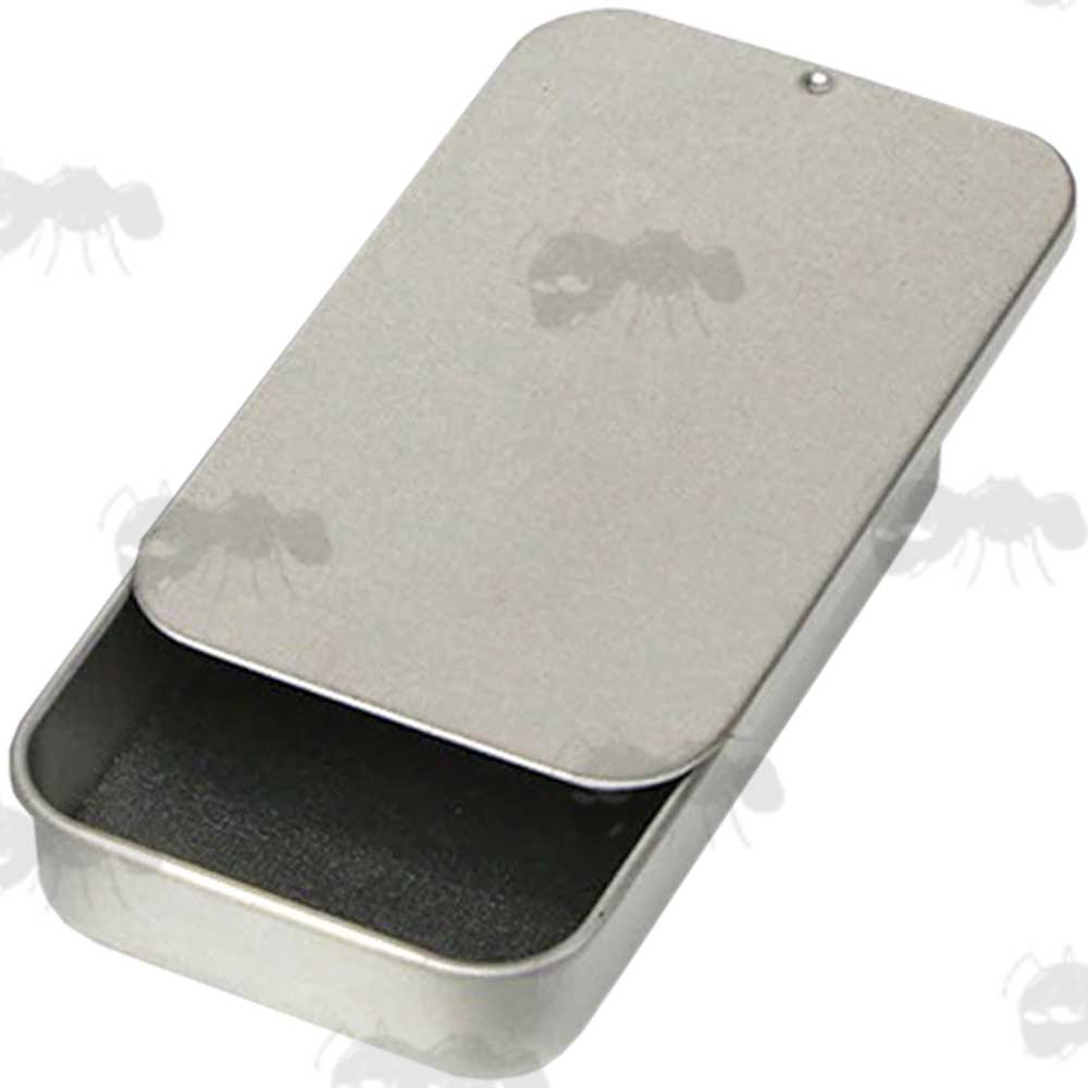 Small Silver Coloured Survival Tin with Sliding Lid