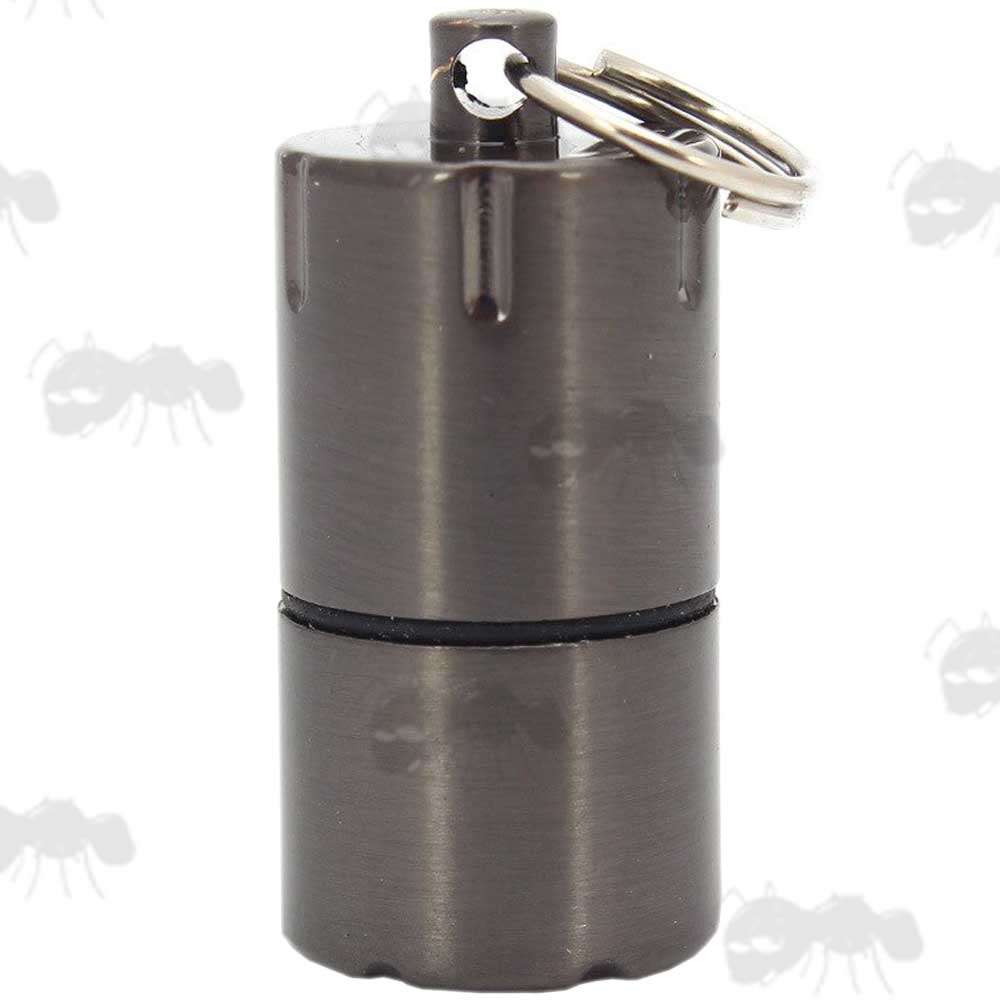 Black Colour Mini Capsule Oil Lighter with Flat Base and Keyring