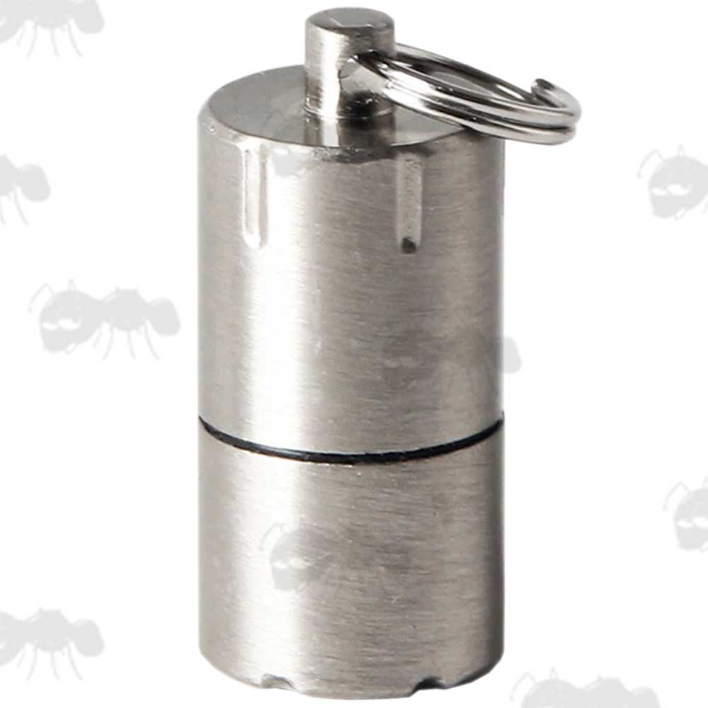 Silver Colour Mini Capsule Oil Lighter with Flat Base and Keyring